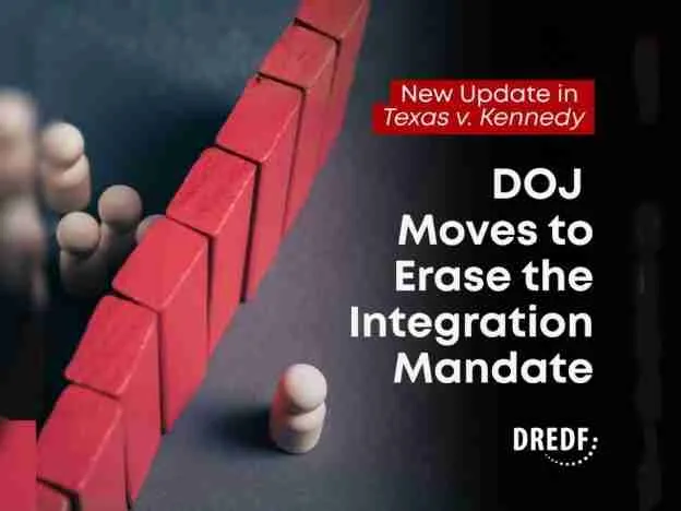 DOJ seeks to eliminate the integration mandate in the Texas v. Kennedy case, highlighting significant legal changes.